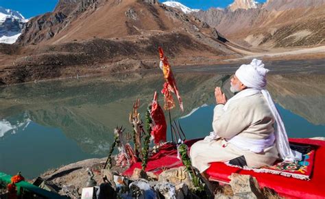 In Pics PM Modi In Traditional Outfit Meditates Near Adi Kailash