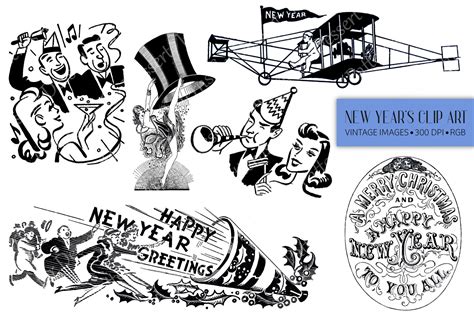 Black & White New Year's Eve Clipart By Patterns for Dessert