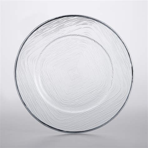 Charge It By Jay 13 Round Clear With Silver Weave Rim Glass Charger Plate 8 Pack