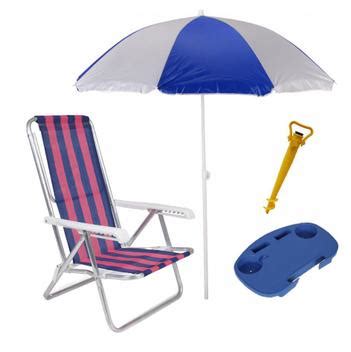 Kit Praia Cadeira Reclin Vel Pos Alum Nio Guarda Sol Mesa