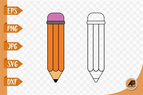 Fat Mini Pencil Outline And Clipart Graphic By Actual Pixel Creative