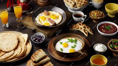 Premium AI Image | fresh Delicious Arabian Breakfast