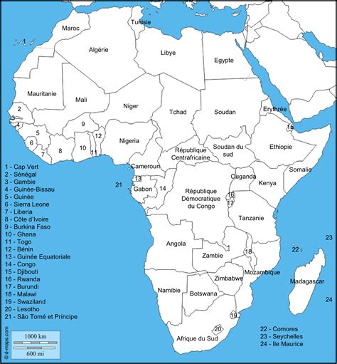 Carte Afrique Pays • Voyages Cartes