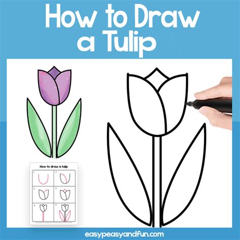 How To Draw A Tulip For Kids Easy Step By Step Tutorial Easy Peasy