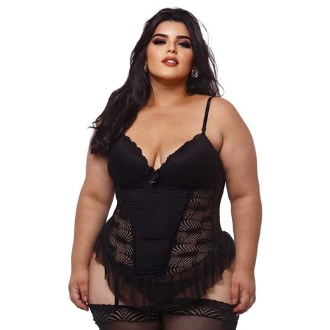 Espartilho Plus Size Bojo Renda E Tule Macler Gall