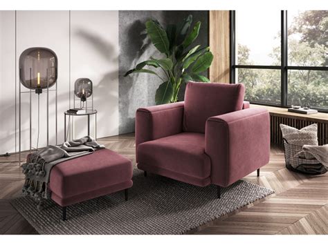 Fauteuil Design Velours Rose Cuivr Et Pieds M Tal Noir Arkia Cm