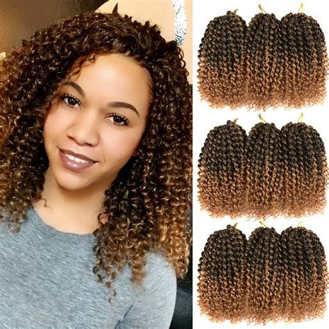 8 Inch Short Marlybob Passion Twist Crochet Hair 9 Bundles Lot Ombre