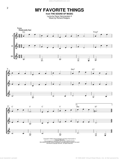 Hammerstein My Favorite Things Sheet Music For Guitar Ensemble