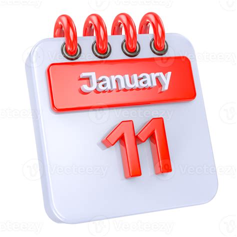 January Realistic Calendar Icon 3d Illustration Of Day 11 34623502 Png