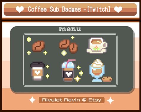 Café Pixel Sub badges Twitch Etsy