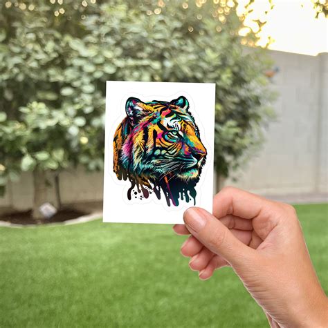 Bengal Tiger Sticker Tiger Sticker Colorful Sticker Acrylic Paint