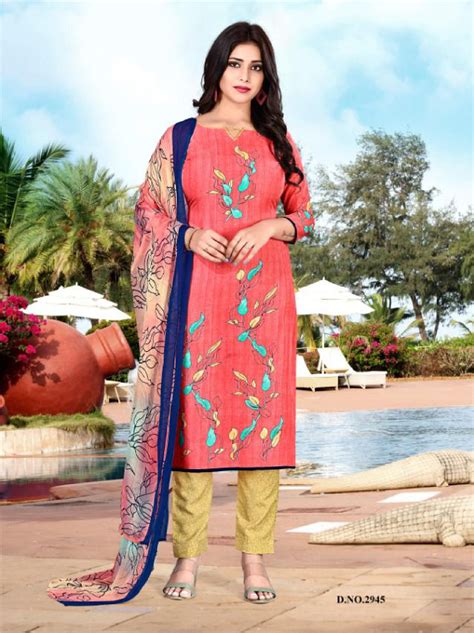 Desi Girl Pro Vishnu Print Crepe Printed Churidar Suits Collection Catalog