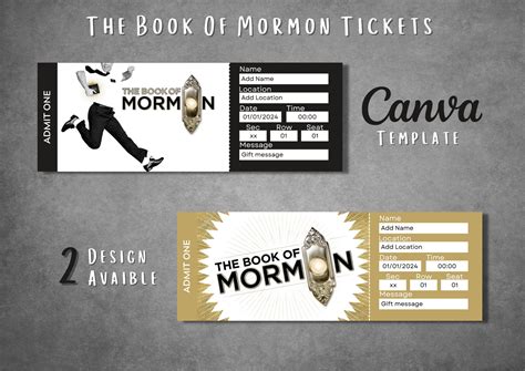 Editable The Book Of Mormon Broadway Ticket Template Printable The