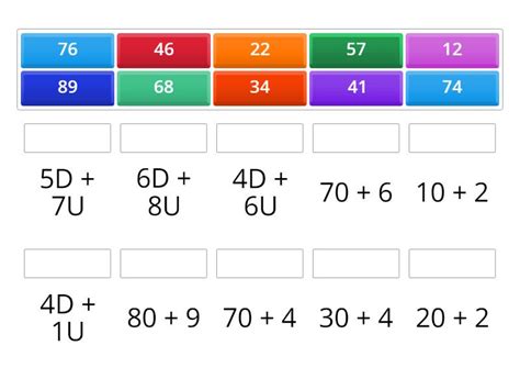 Descomposición de números Match up