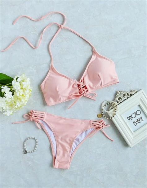 Ladder Cutout Lace Up Bikini Set Lazada PH