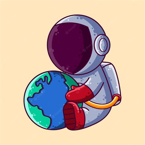 Premium Vector | Cute astronaut holding earth cartoon vector illustration. cartoon style ...