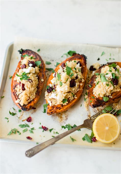 Quinoa Stuffed Sweet Potatoes With Feta And Dried Cranberries Pretty