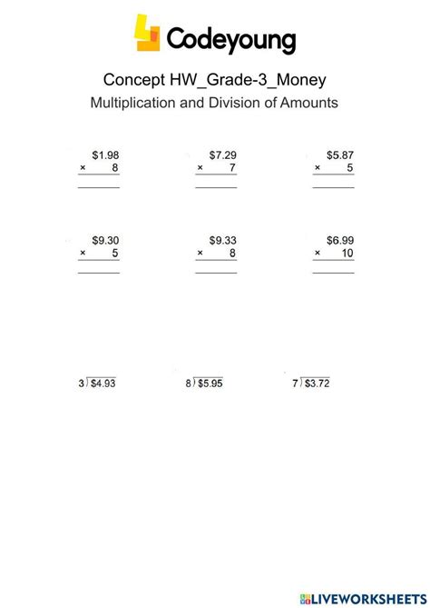 Multiplying Money Challenge Worksheet Teacher Made Worksheets Library