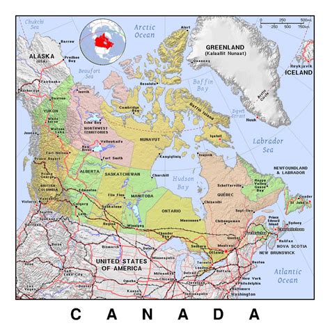 Relief Map Of Canada