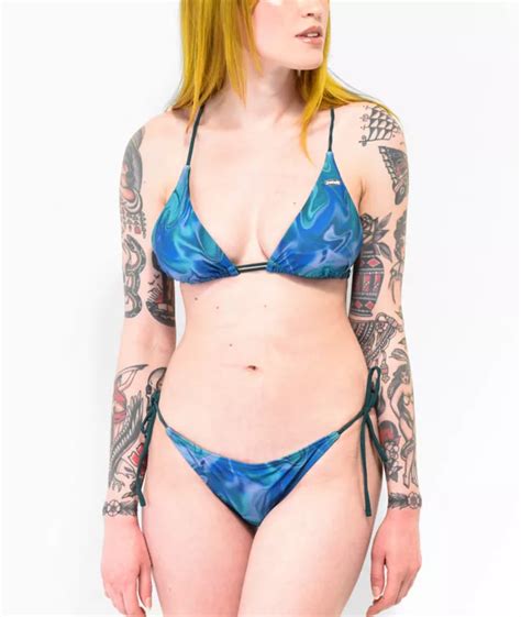 Petals By Petals Peacocks Liquid Green Cheeky Bikini Bottom