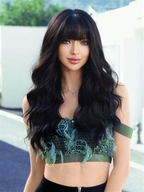 Natural Long Curly Synthetic Wig With Bangs Shein Usa