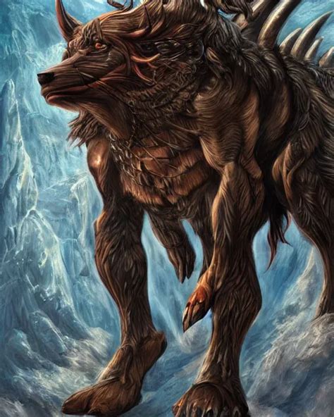 A Minotaur Wolf Full Body Highly Detailed Close Up Stable