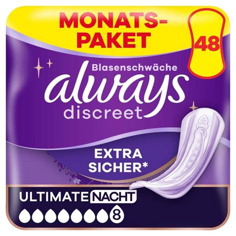 Always Discreet Ultimate Nacht Inkontinenzeinlagen Für Frauen