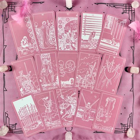 Tarot Deck Pink White Plastic Tarot Cards With Guidebook Etsy