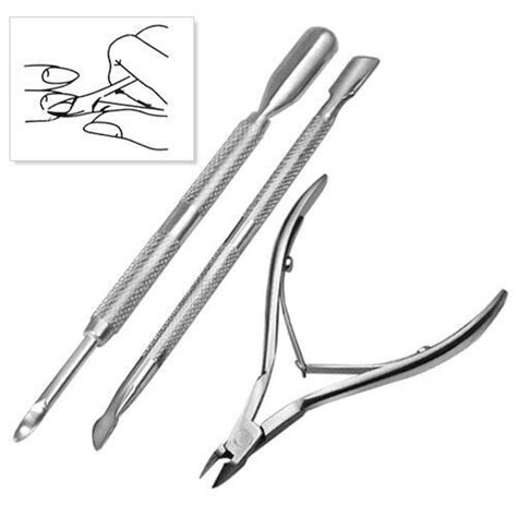 Stainless Steel Nail Cuticle Spoon Pusher Remover Cutter Nipper Clipper