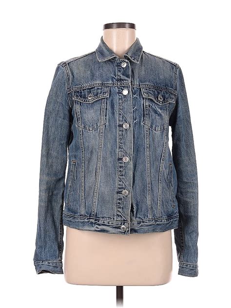 Gap Cotton Solid Blue Denim Jacket Size M Off Thredup