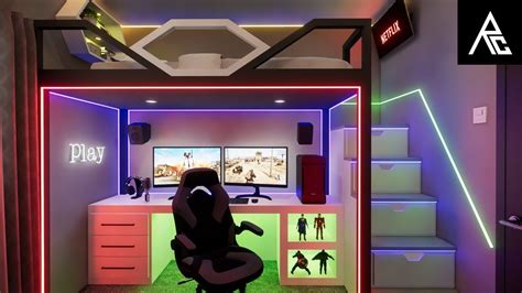 Gaming Area Loft Bed Idea For Small Rooms Small Game Rooms Boys Loft Bedroom Loft Style