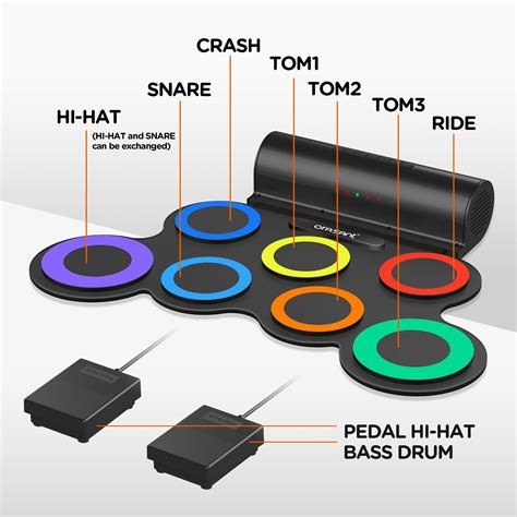 ORASANT Real Effect Rechargeable Portable Electronic Drum Set Multi