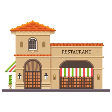 Restaurant Building. Italian Pizza And Pasta. Food Delivery Stock ...