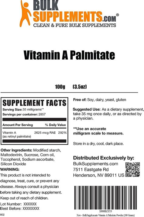 Vitamin A Palmitate Powder Pure Retinol Palmitate Supplement G