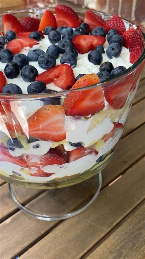 Red White And Blue Trifle With Strawberries And Blueberries