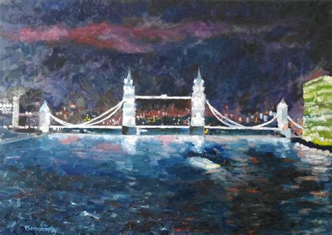 Night Tower Bridge London Painting By Juri Semjonov Saatchi Art