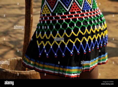 Clothes, people, culture, Eshowe, KwaZulu-Natal, South Africa, colourful beads, patterns on ...