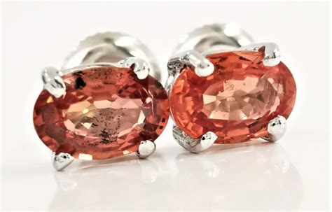 1 50 Ct Reddish Orange Sapphire Stud Earrings 14 Kt Catawiki