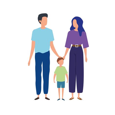 Parents Avec Des Personnages D Avatar De Fils Art Vectoriel