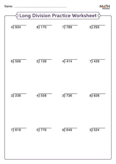 Long Division Worksheets Math Monks