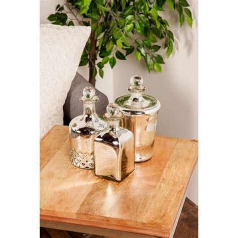 Silver Glass Glam Decorative Jar Set Of 3 5 X 5 X 11 On Sale Overstock 20460149