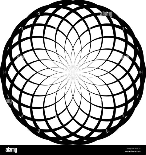 Circular Geometric Spiral Abstract Monochrome Design Element Stock