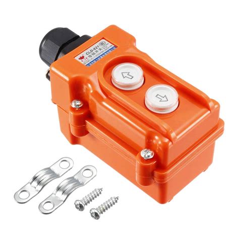 Uxcell Hoist Crane Pendant Control Station Push Button Switch Up Down 2 Ways Orange