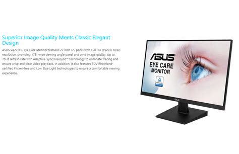 ASUS 27 Inch VA27EHE Full HD (1920 x 1080) ,75Hz ,5ms , Frameless , Low ...