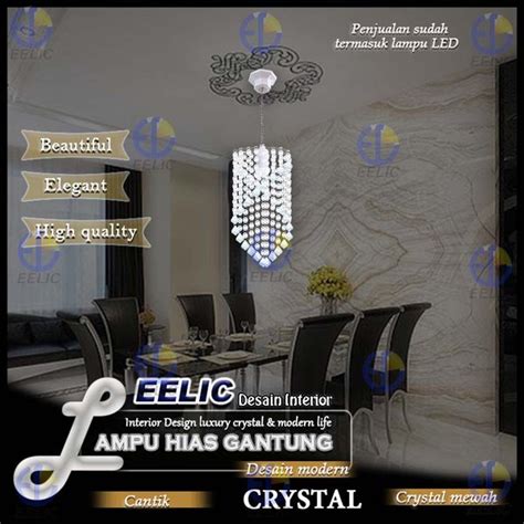 Jual Eelic Lhg 123 Lampu Hias Gantung Crystal Transparan Bentuk Bulat