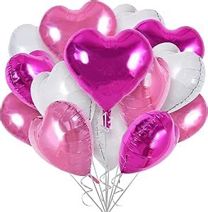 Amazon Toniful Pcs Inch Pink White Heart Balloons Hot Pink