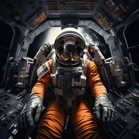 Un Astronauta En Un Casco De Astronautas En Una Nave Espacial Foto