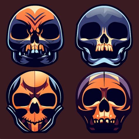 Iconos Vectoriales Un Conjunto De Cuatro Calaveras Vector Premium