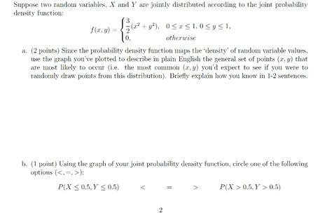 Solved Suppose Two Random Variables X And Y Are Jointly