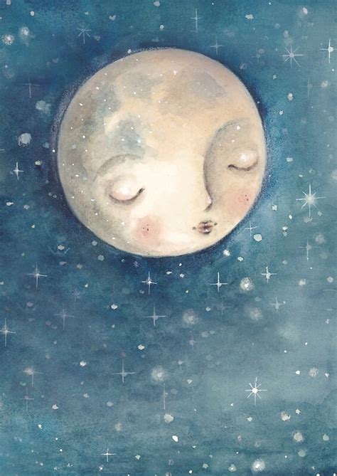 "Moon Night sky Watercolour Illustration" by alllittlethings | Redbubble